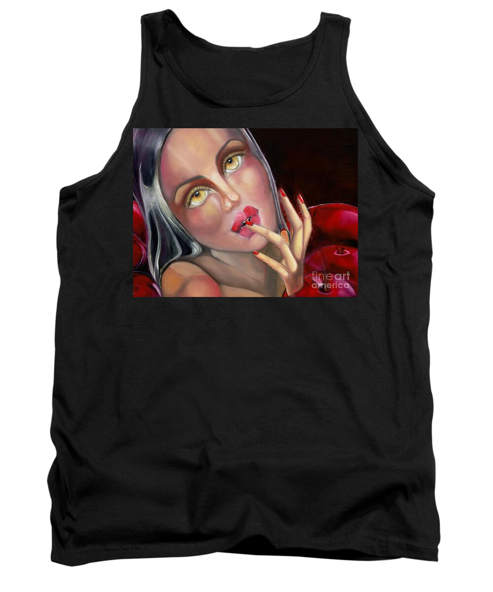 Woman Tank Top featuring the painting The sensual cherry by Luana Sacchetti