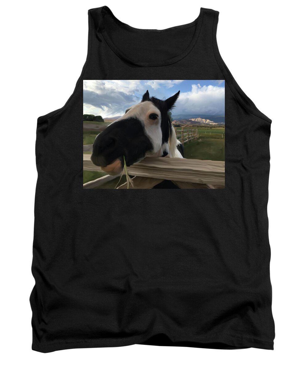 Horse Tank Top featuring the mixed media Torrey Horse #1 by Jonathan Thompson