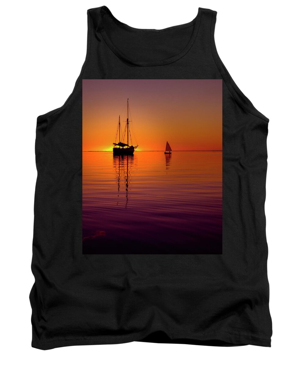 Sunset Tank Top featuring the photograph Tranquility Bay by Gary Felton