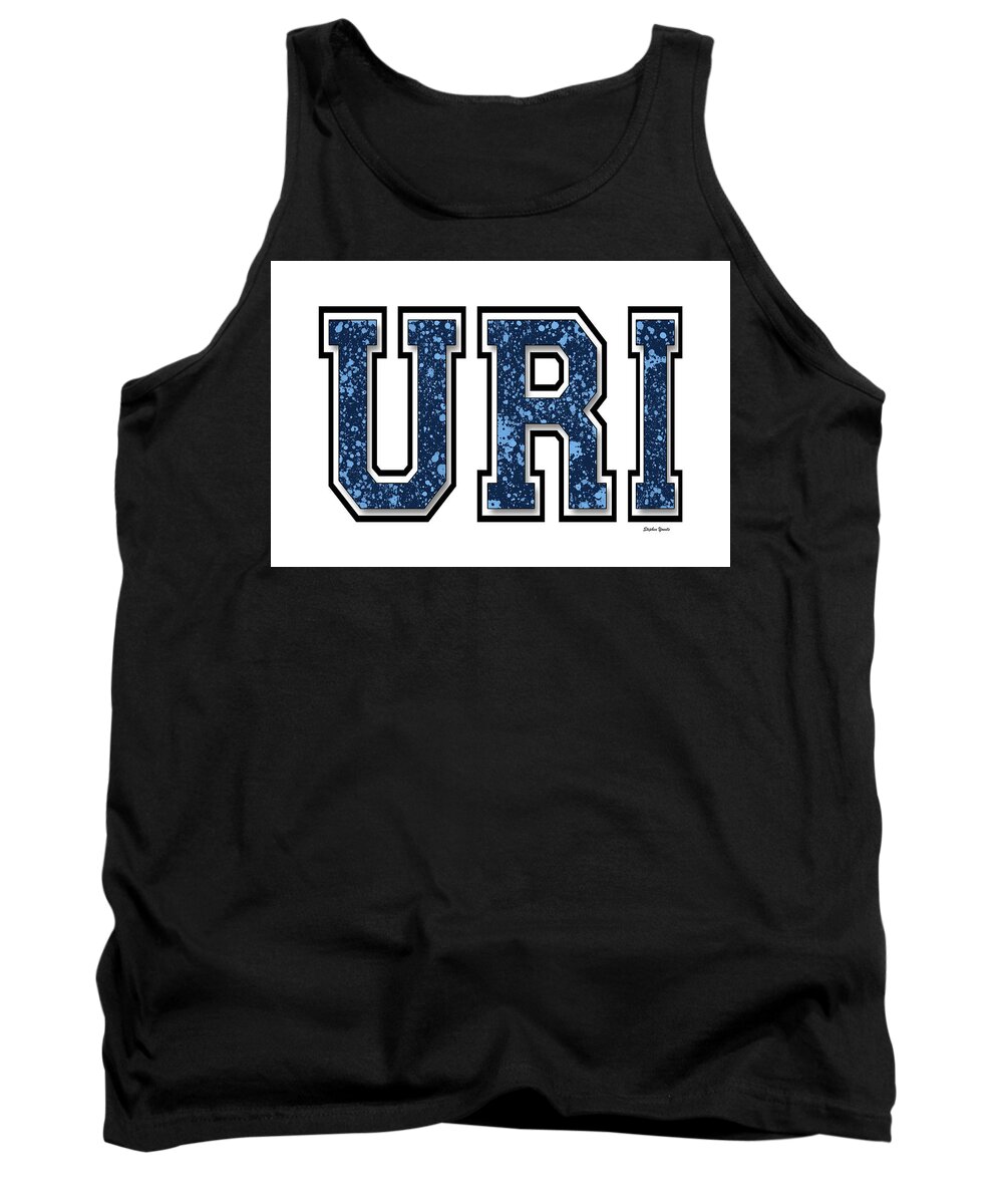 Uri Tank Top featuring the digital art URI - University of Rhode Island - White by Stephen Younts