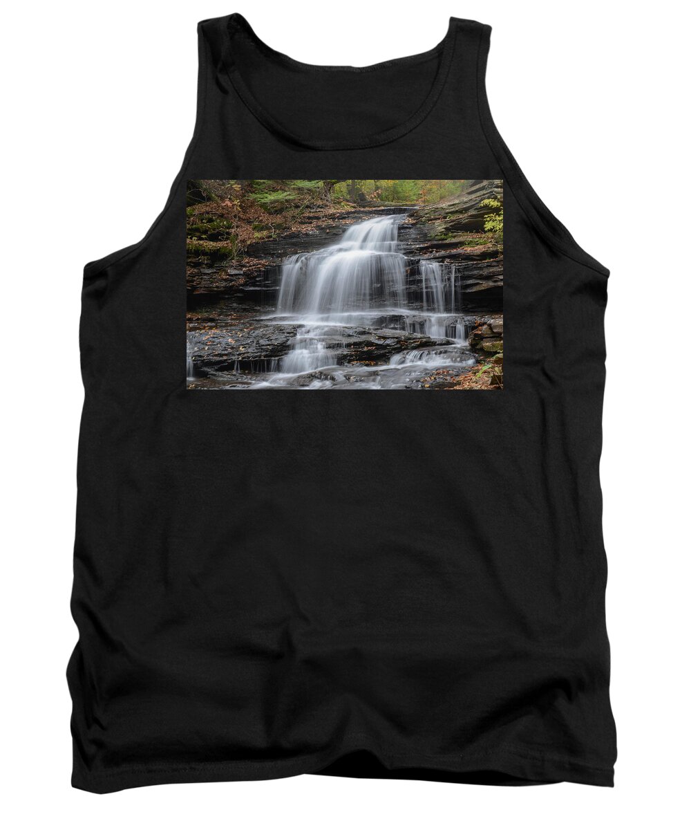 Waterfall Tank Top featuring the photograph Waterfall - Ricketts Glen by Alan Goldberg