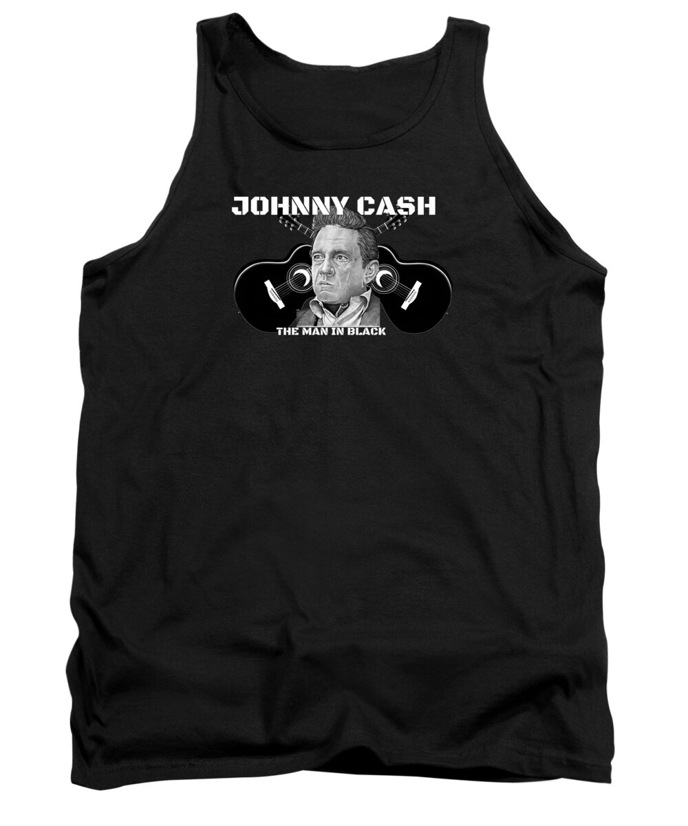 Johnny Tank Top featuring the drawing Man In Black #1 by Bill Richards