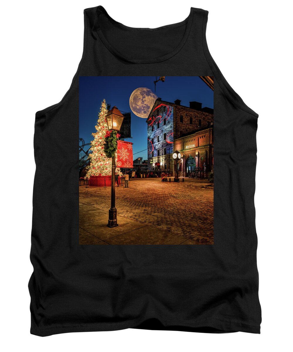 Christmas Tank Top featuring the photograph Moon Over Distillery Christmas 2 by Dee Potter
