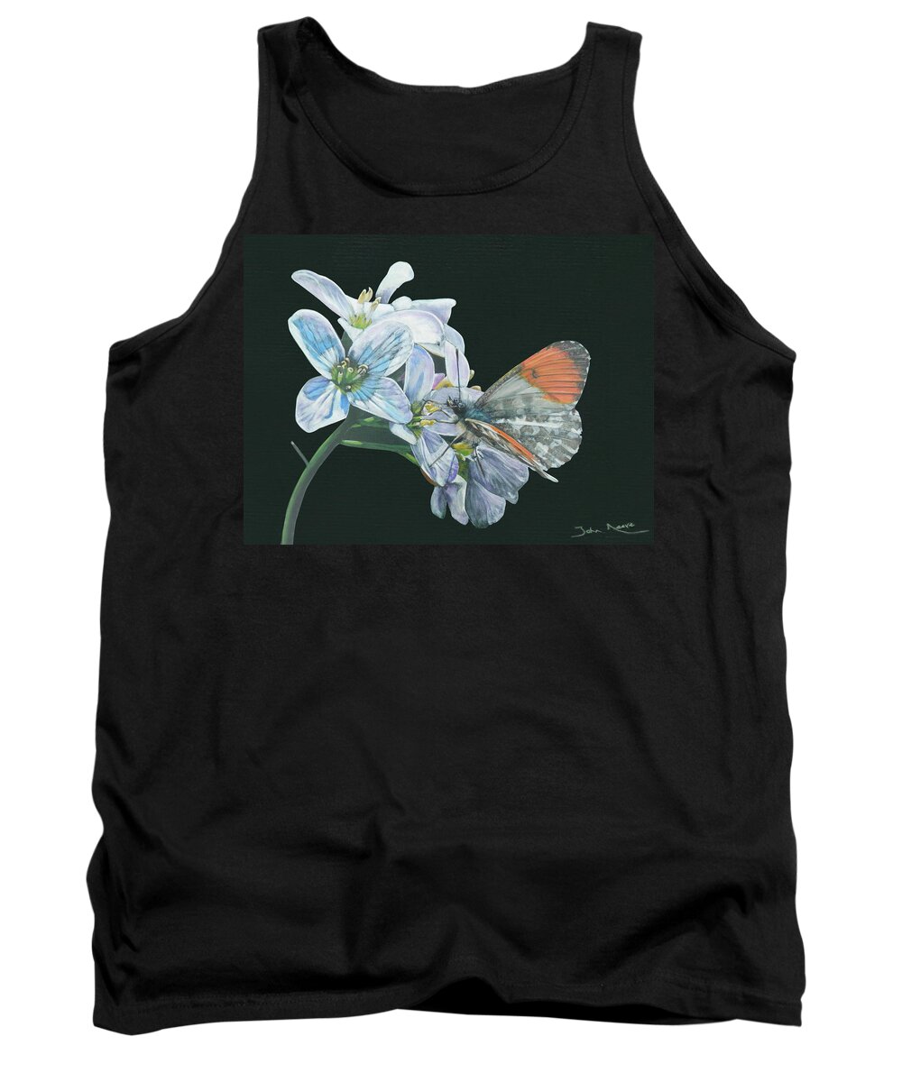 Butterfly Tank Top featuring the painting Orange Tip #2 by John Neeve