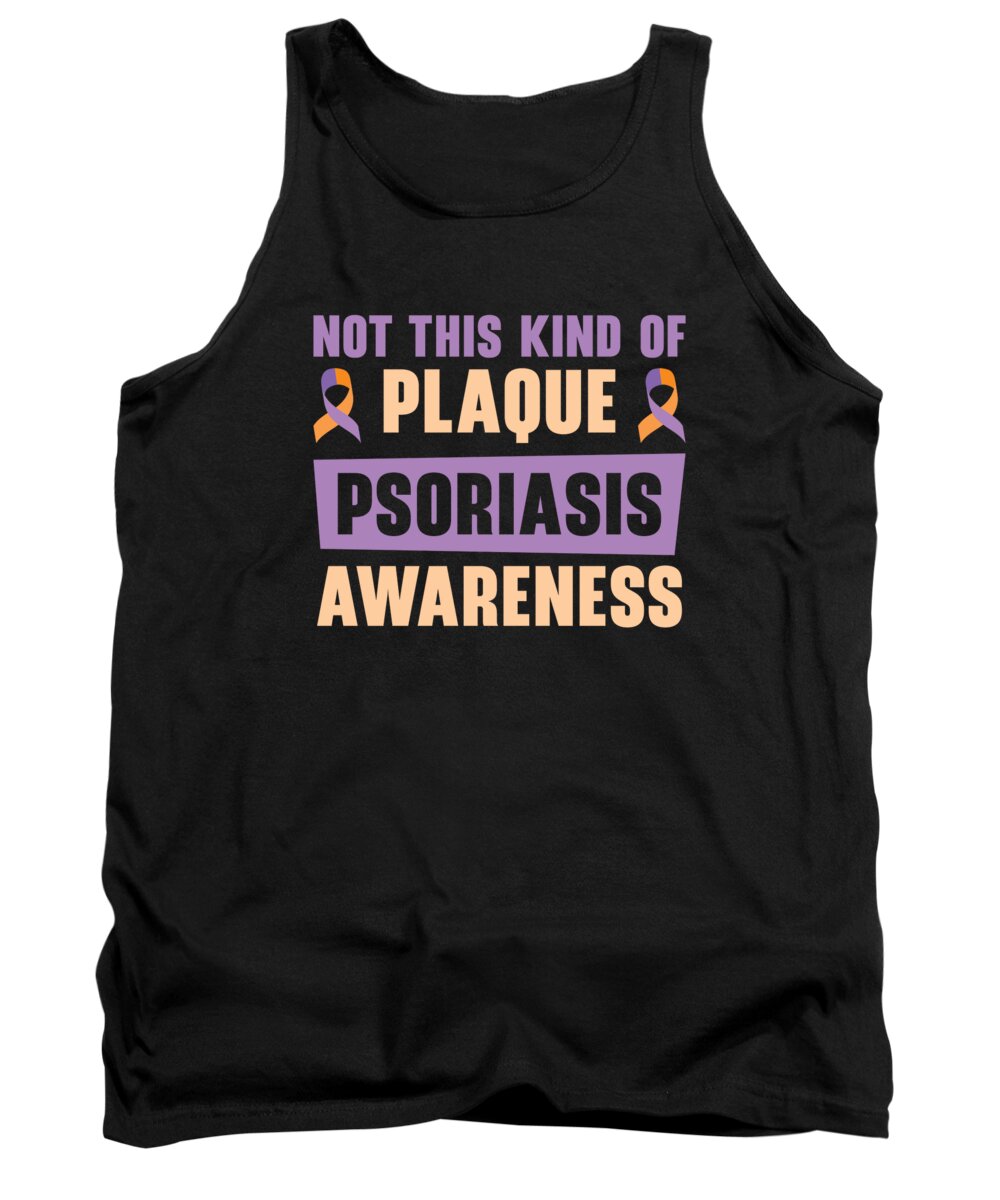 Psoriasis Tank Top featuring the digital art Psoriasis Warrior Plaque Lavender Orange Ribbon Awareness #1 by Toms Tee Store