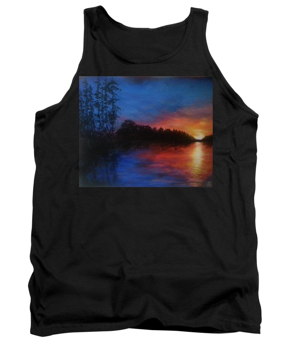 Chromatic Tank Top featuring the painting Sunset Addict by Jen Shearer