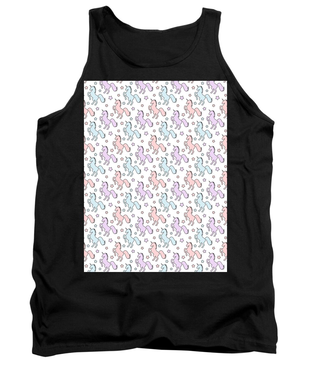 Mythical Creature Tank Top featuring the digital art Unicorn Pattern Mythical Creature Rainbow Horse #1 by Mister Tee