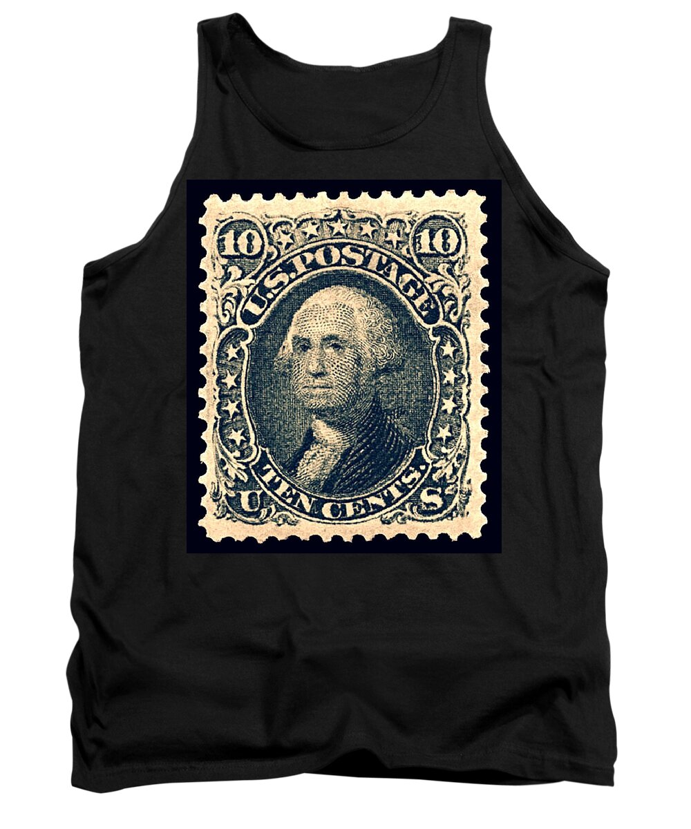 Stamp Tank Top featuring the digital art 1861 United States - No.684 - 10cts. Dark Slate Proof - Stamp Art by Fred Larucci