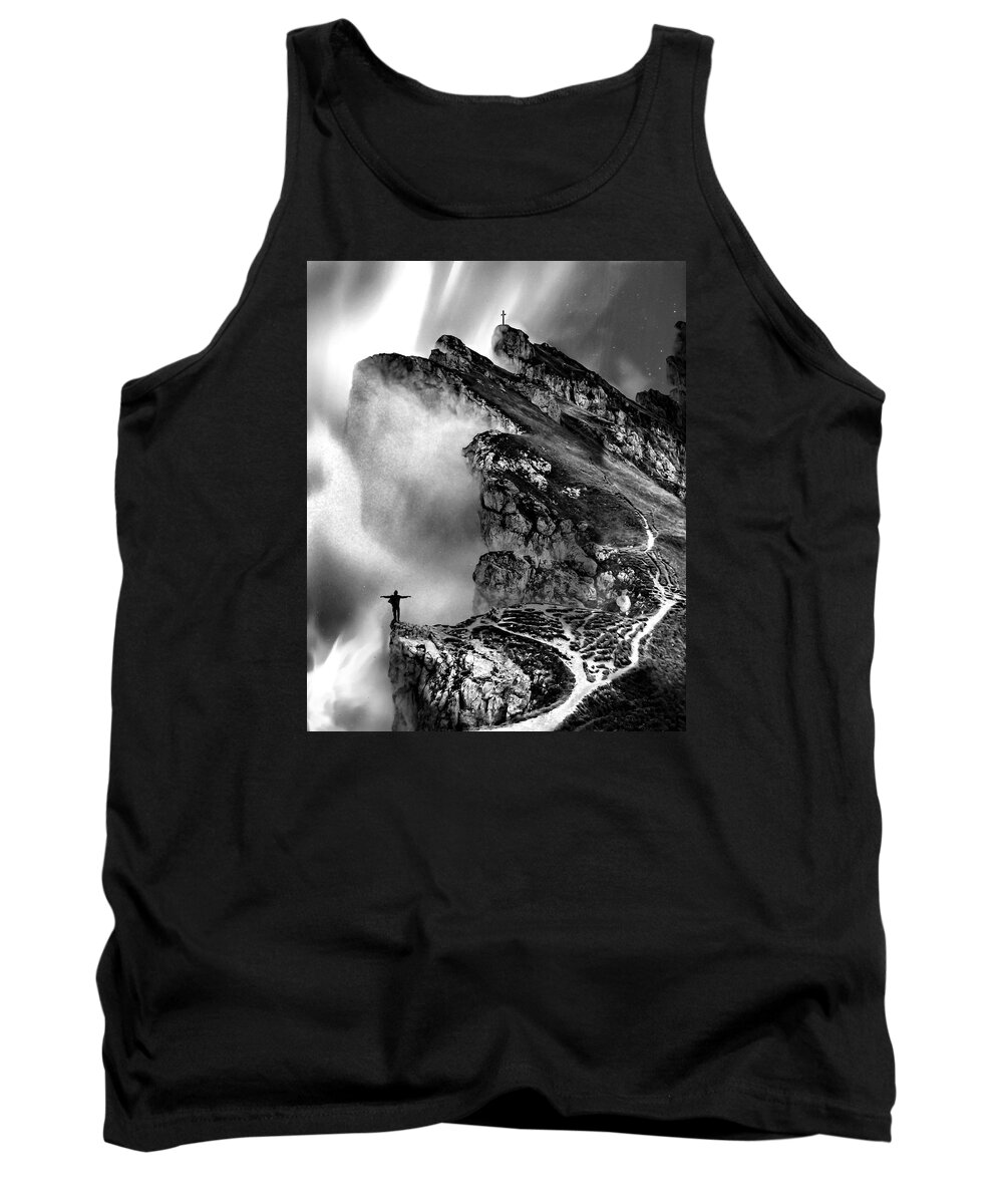 Fine Art Tank Top featuring the photograph 2 Crosses, 1 Path by Sofie Conte
