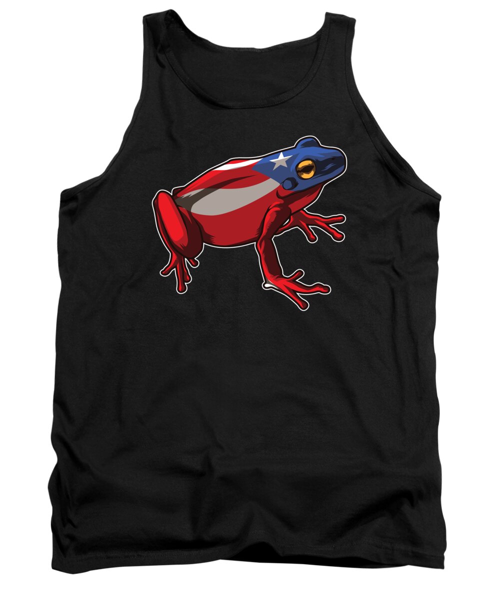 Puerto Rico Tank Top featuring the digital art Puerto Rico Frog Coqui Proud Boricua Flag #2 by Mister Tee