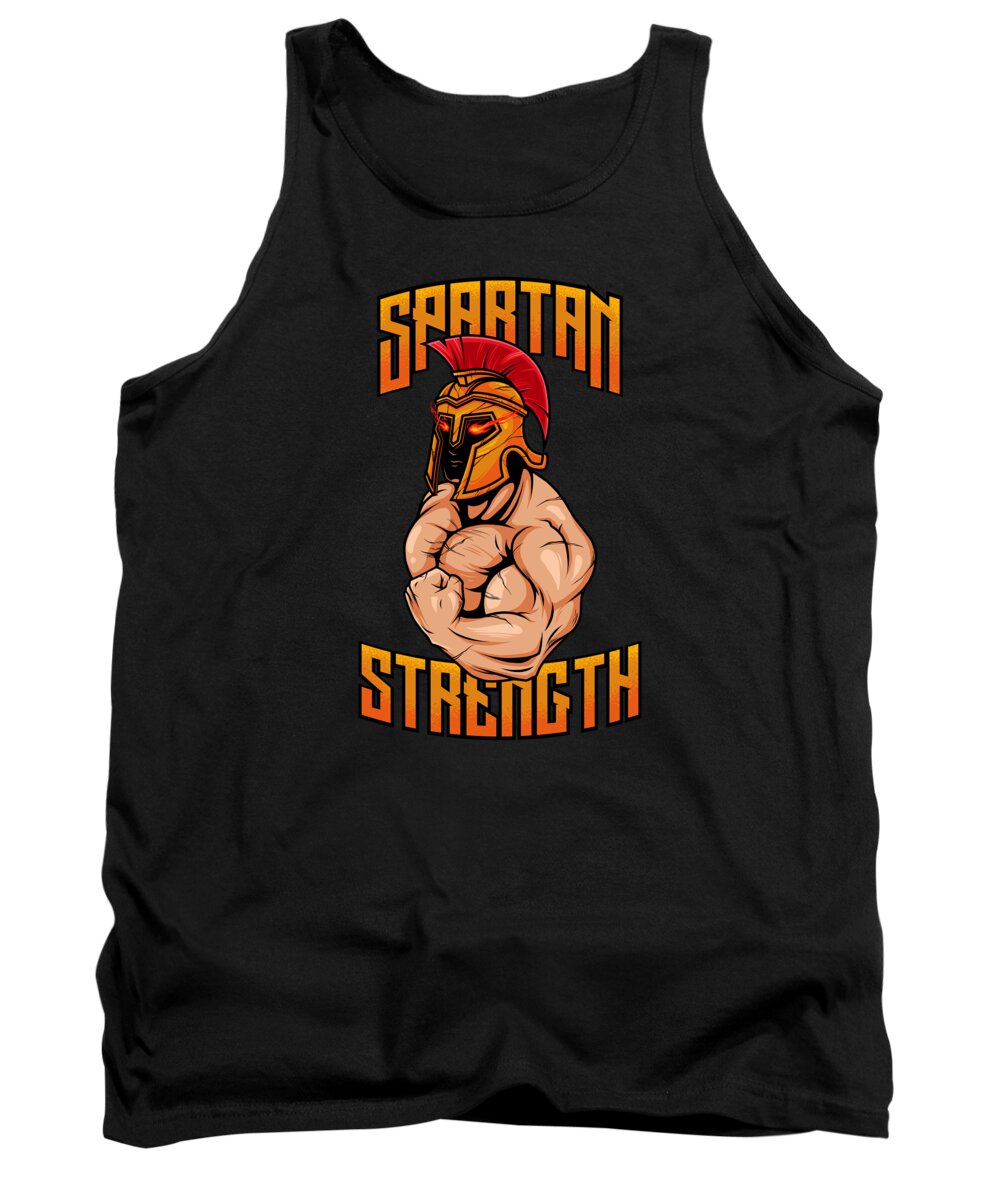 Fitness Tank Top featuring the digital art Spartan Strength Fitness Gym Bodybuilder #2 by Mister Tee