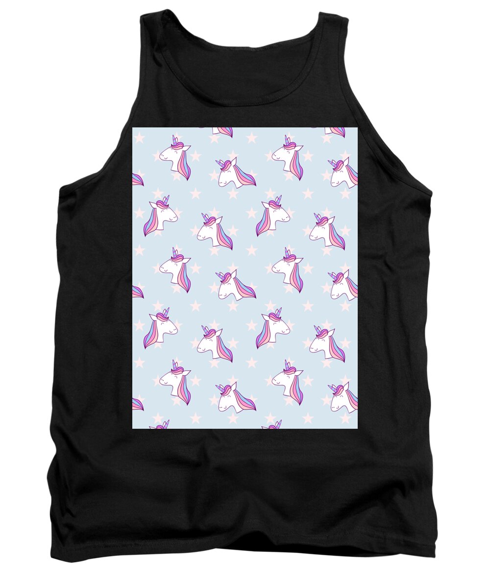 Mythical Creature Tank Top featuring the digital art Unicorn Pattern Mythical Creature Rainbow Horse #27 by Mister Tee