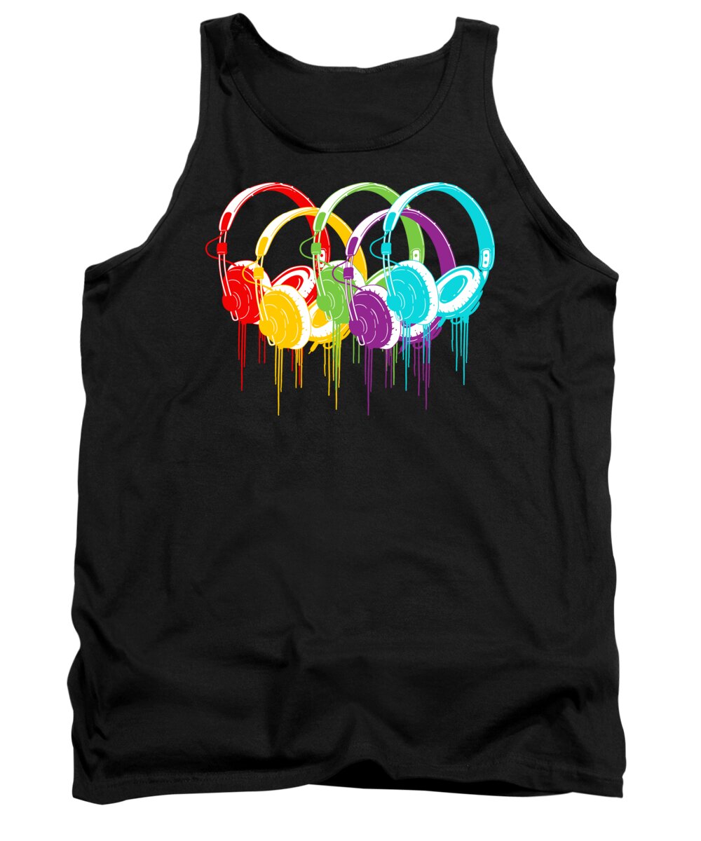 Music Tank Top featuring the digital art Colorful Headphones #3 by Mister Tee