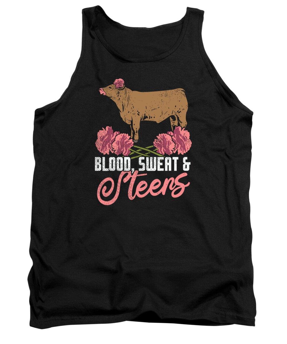 Cow Tank Top featuring the digital art Cow Cattle Heifer Farming Farmers Steers Cow Mom #3 by Toms Tee Store