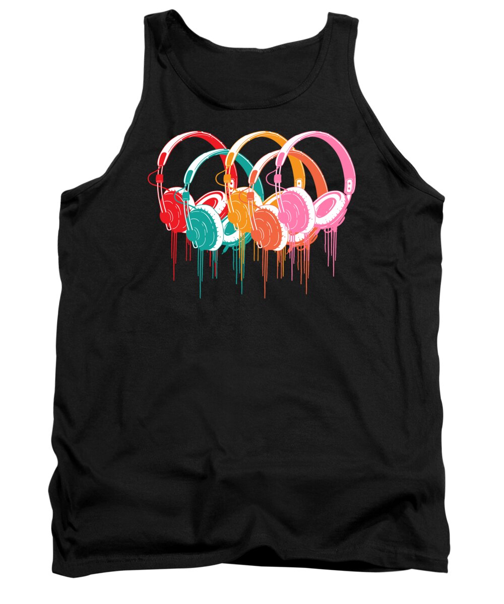 Music Tank Top featuring the digital art Colorful Headphones #5 by Mister Tee