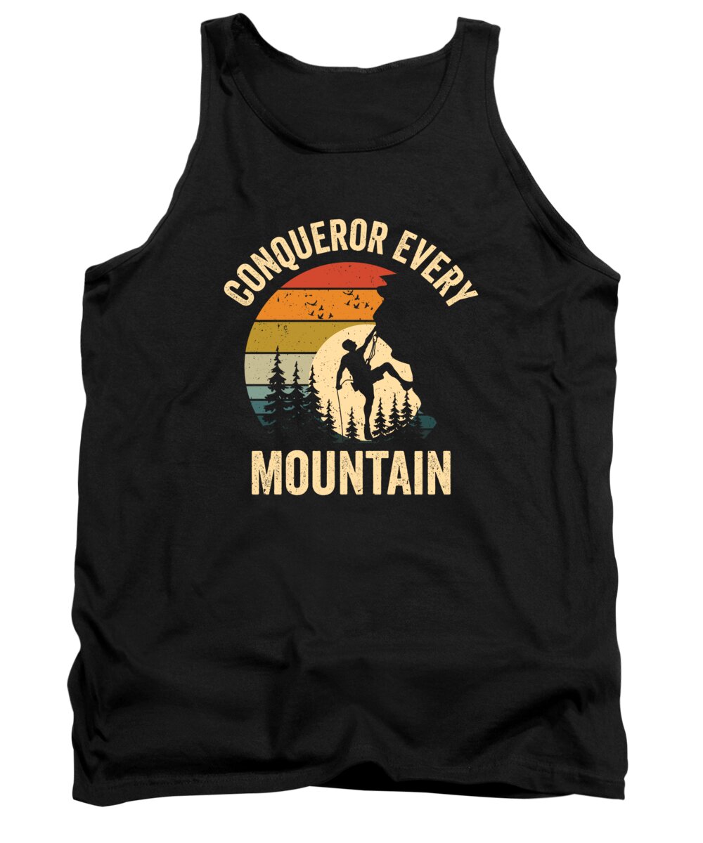 Mountain Hiking Tank Top featuring the digital art Mountain Hiking Fathers Day Wildlife Dad Climbing #8 by Toms Tee Store