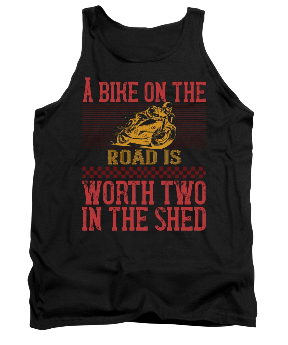 Biker Tank Top featuring the digital art A bike on the worth two in the shed by Jacob Zelazny