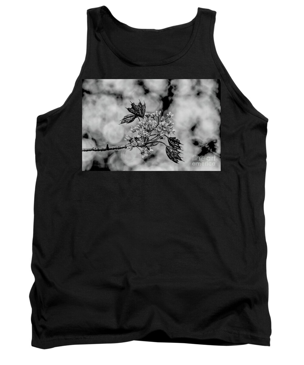 Digital Art Tank Top featuring the photograph A monochrome Red Maple bloom by Pics By Tony