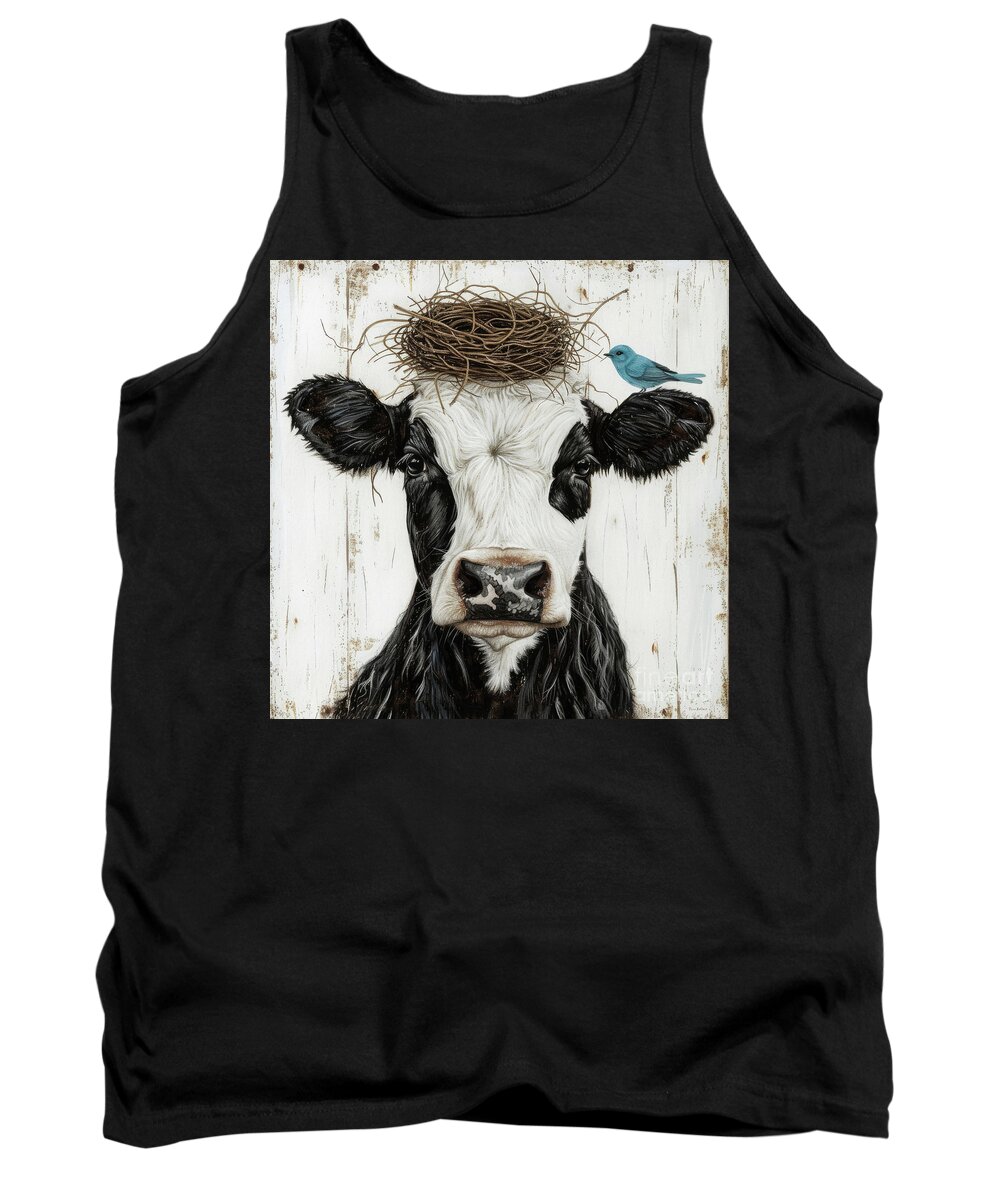 Cow Tank Top featuring the painting A Place To Nest by Tina LeCour
