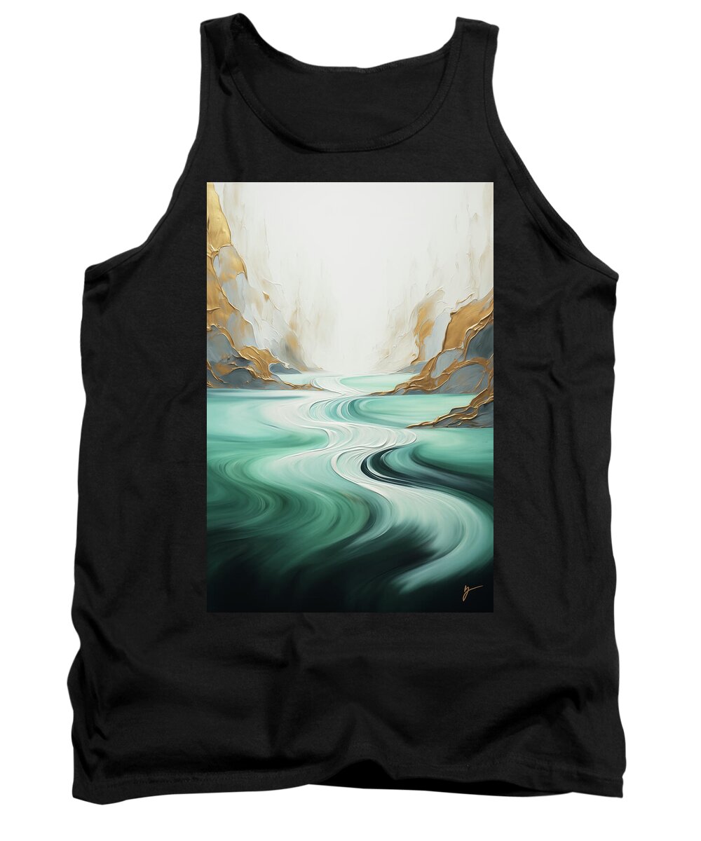 Blue Tank Top featuring the painting Abstract Riverscape 5 by Greg Collins