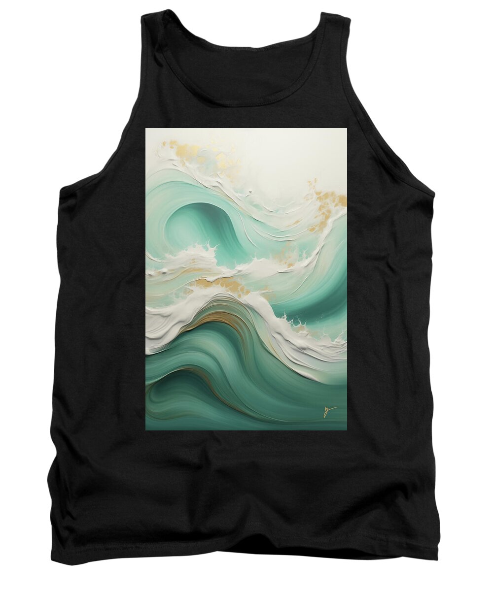Blue Tank Top featuring the painting Abstract Seascape 2 by Greg Collins