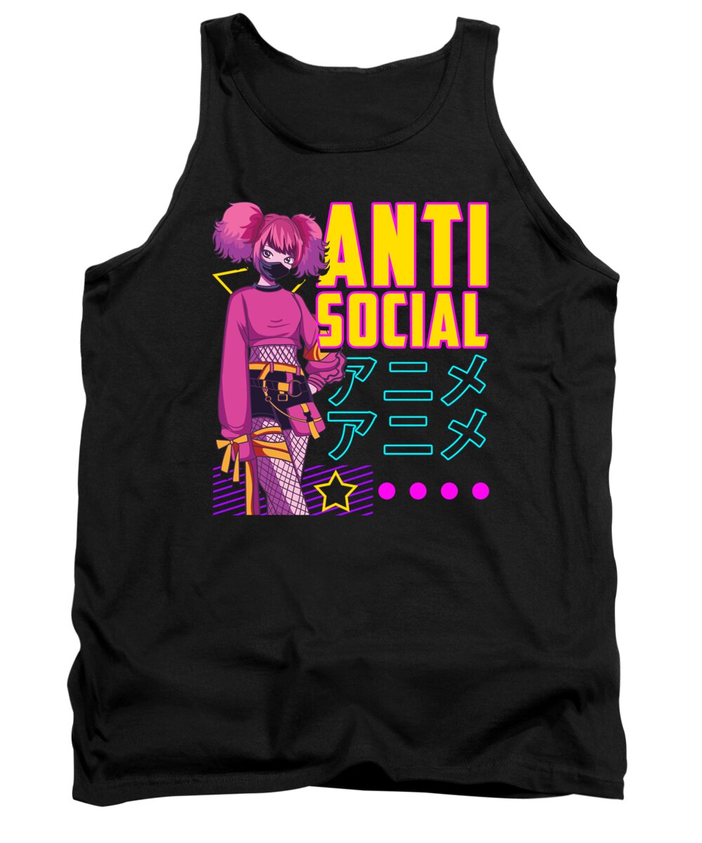 Aesthetic Anti Social Anime Girl Vaporwave EDM Tank Top by The Perfect  Presents - Pixels