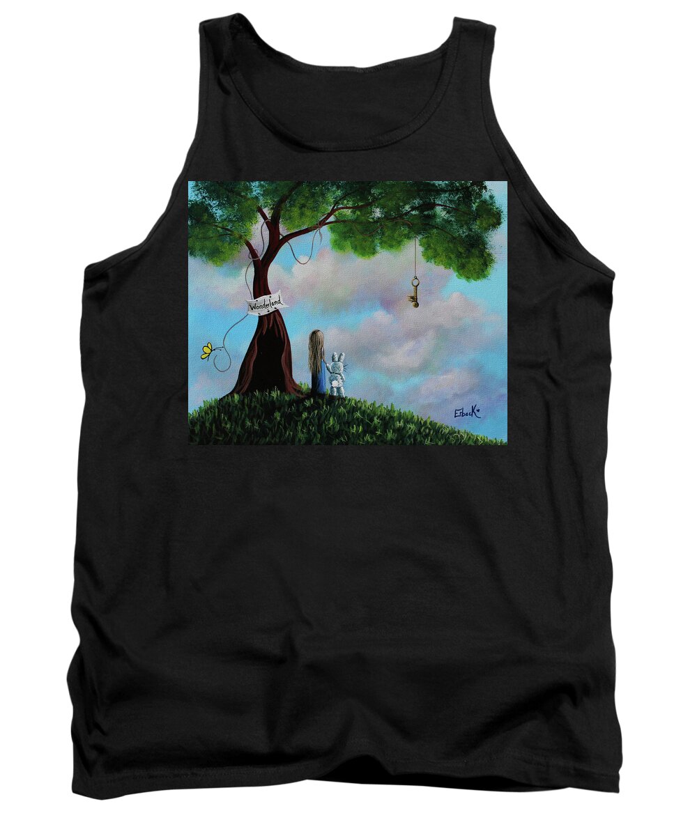Alice In Wonderland Tank Top featuring the painting Alice In Wonderland by Moonlight Art Parlour