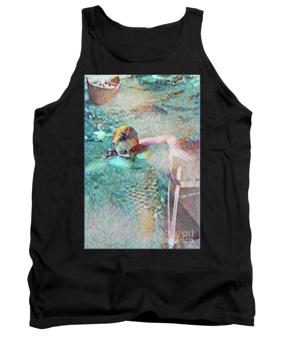 Dark Tank Top featuring the digital art Alluring Gaze Stained Glass by Recreating Creation