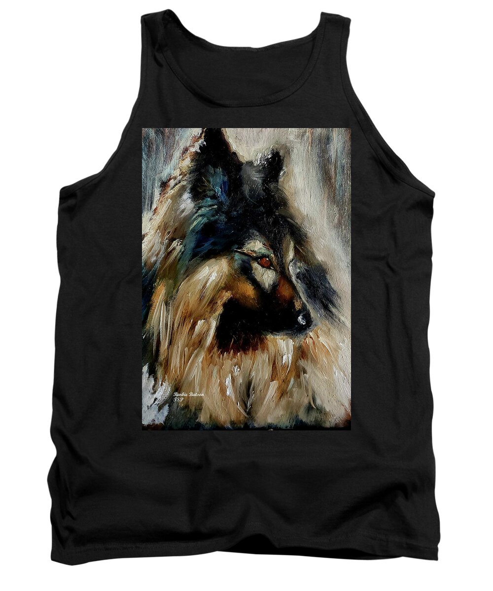  Tank Top featuring the painting Lone Wolf II - Oil Painting by Barbie Batson