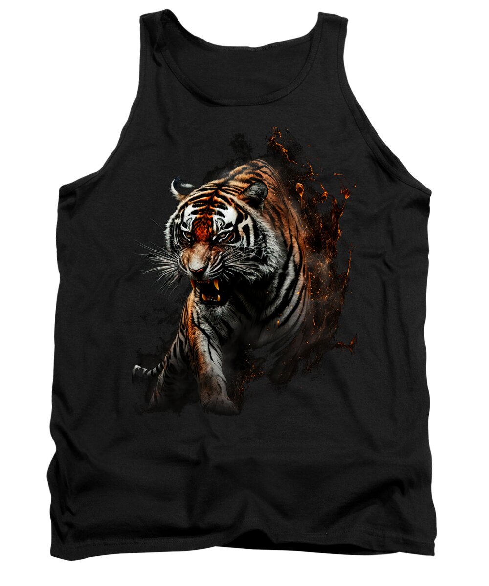 Tiger Tank Top featuring the digital art Angry Tiger by Daniel Eskridge