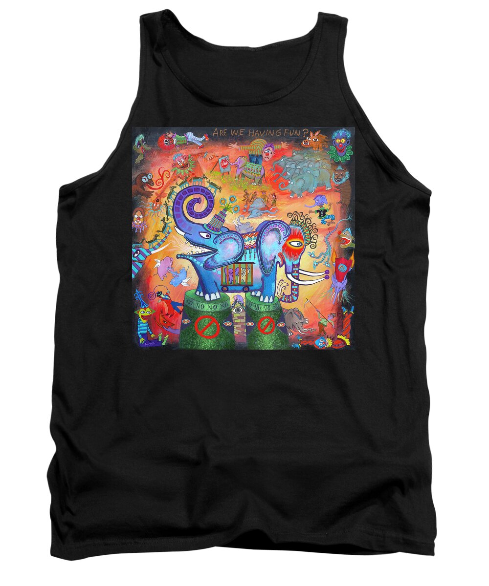  Tank Top featuring the painting Are We Having Fun by Hone Williams