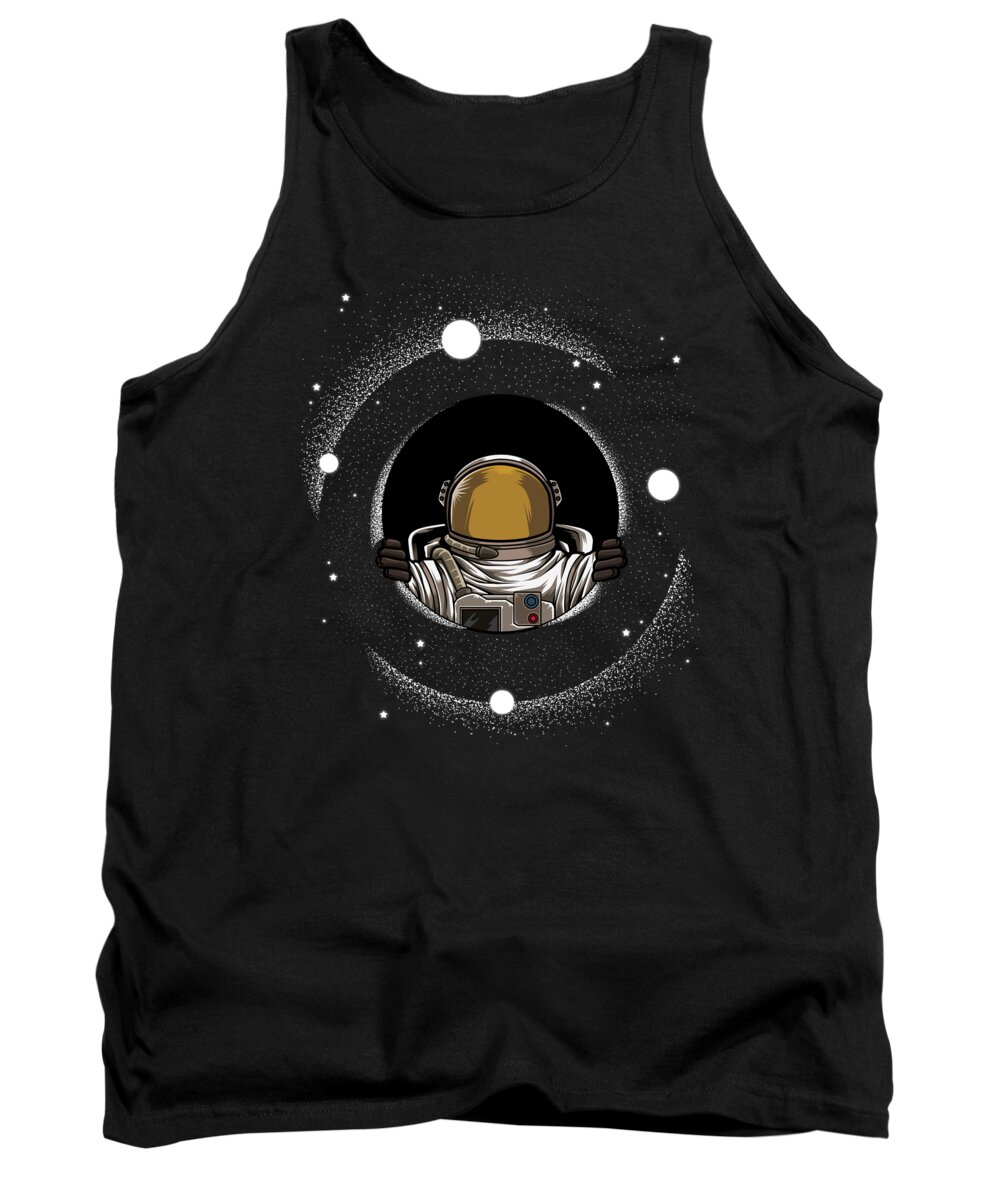 Spaceman Tank Top featuring the digital art Astronaut Is Looking Through A Black Hole by Mister Tee