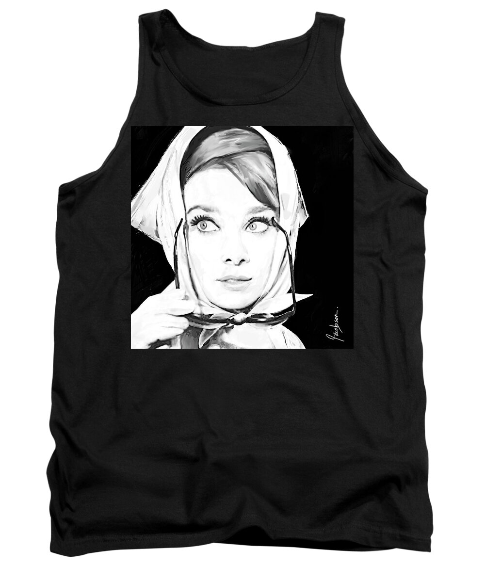 Audrey Tank Top featuring the painting Audrey Hepburn 3 Black/white by Jackie Medow-Jacobson