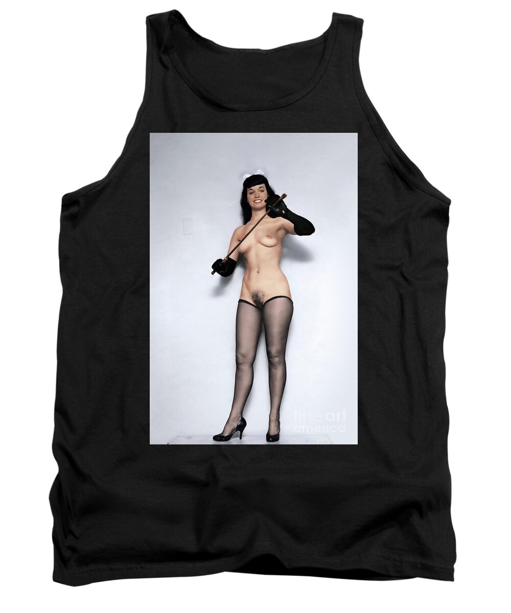Bettie Page Tank Top featuring the digital art Bettie Will Punish You by Franchi Torres