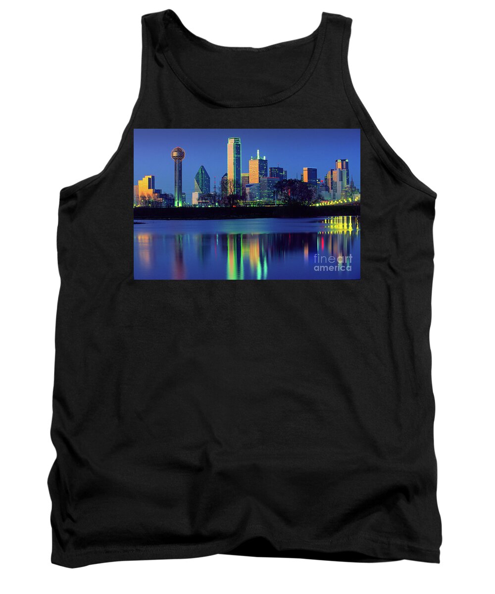 Dallas Tank Top featuring the photograph Big D Reflection by Inge Johnsson