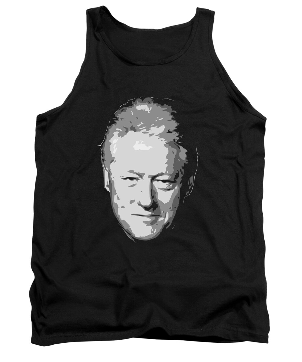 Bill Tank Top featuring the digital art Bill Clinton Black and White by Filip Schpindel