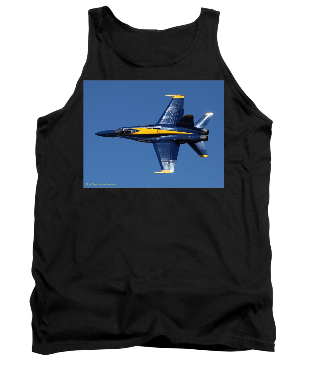Blue Angels Tank Top featuring the photograph Blue Angels Solo Knife-edge by Custom Aviation Art