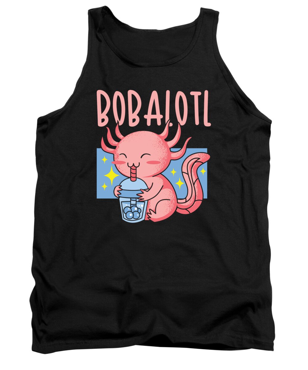 Axolotl Owner Tank Top featuring the digital art Bobalotl Boba Tea Axolotl by Toms Tee Store