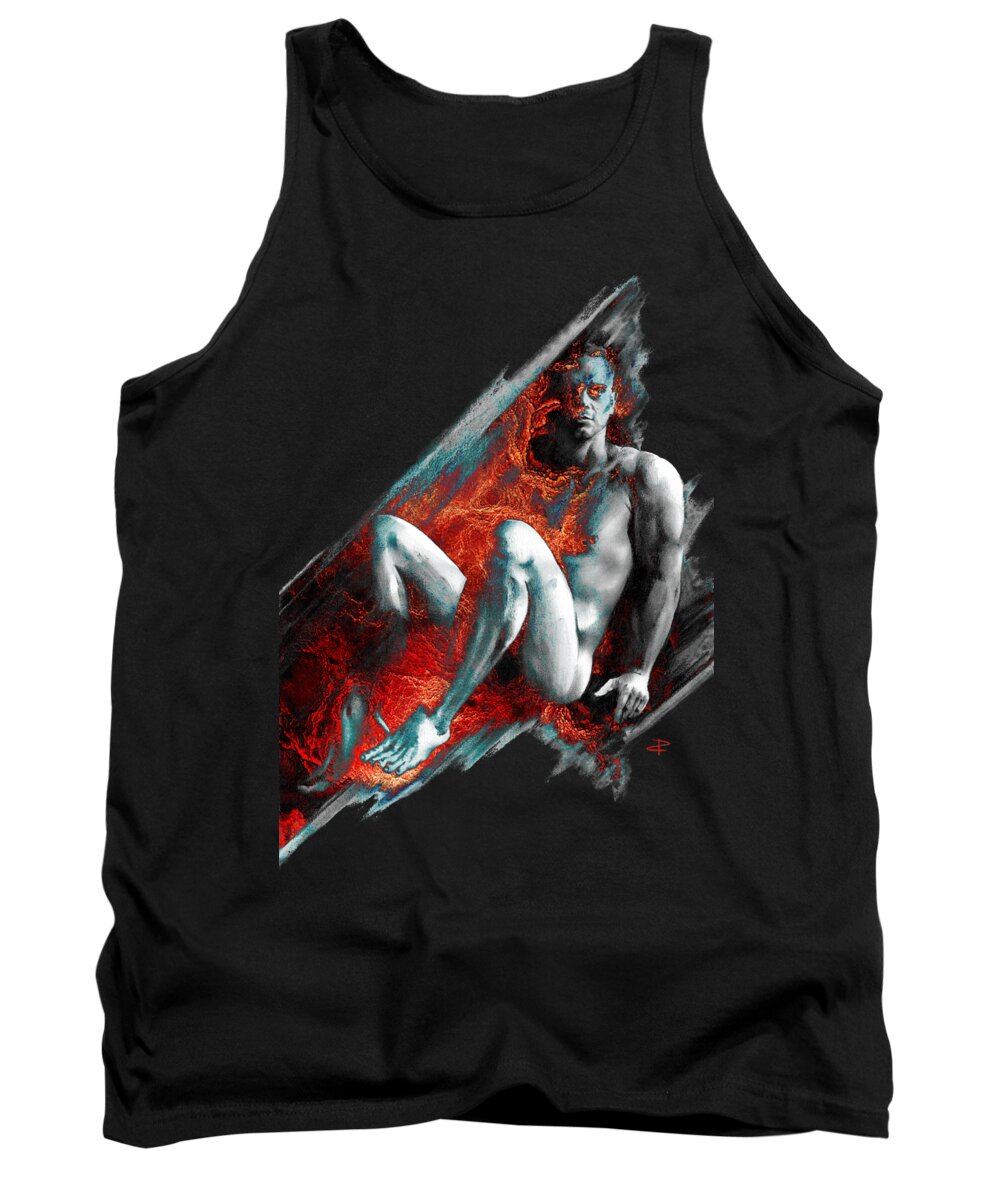 Figurative Tank Top featuring the drawing Bradley with Mood Texture by Paul Davenport