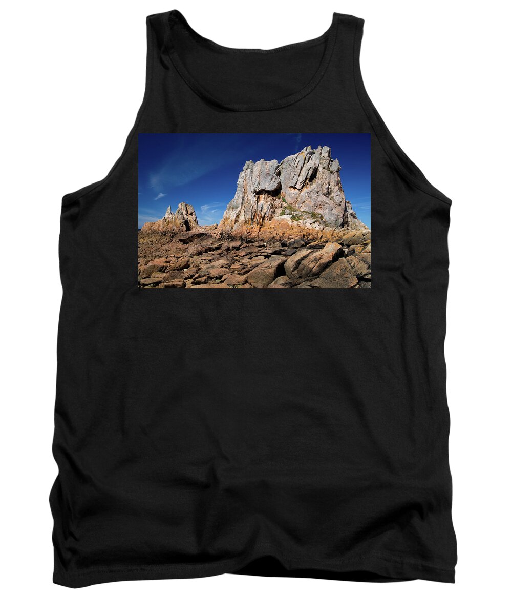 Brittany Tank Top featuring the photograph Brittany - Plougrescant and the Pink granite coast by Olivier Parent