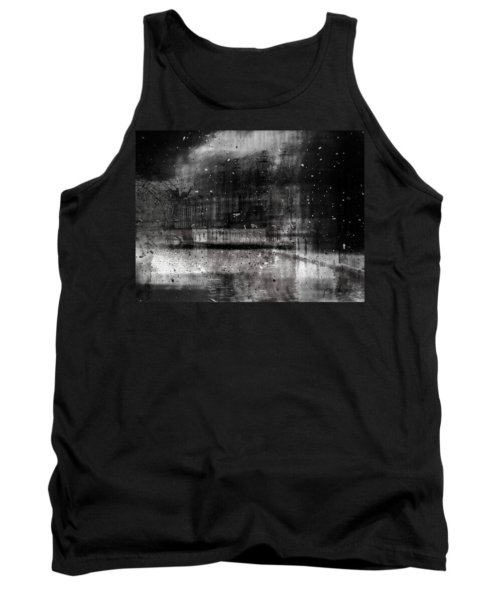 Bruge Tank Top featuring the digital art Bruges Snow Storm by Chris Armytage