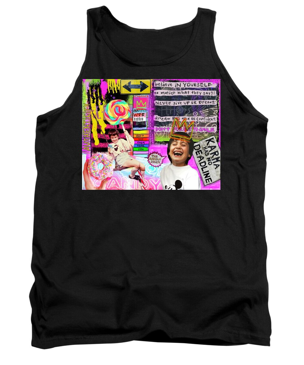 Collage Tank Top featuring the digital art Burnout Society by Tanja Leuenberger