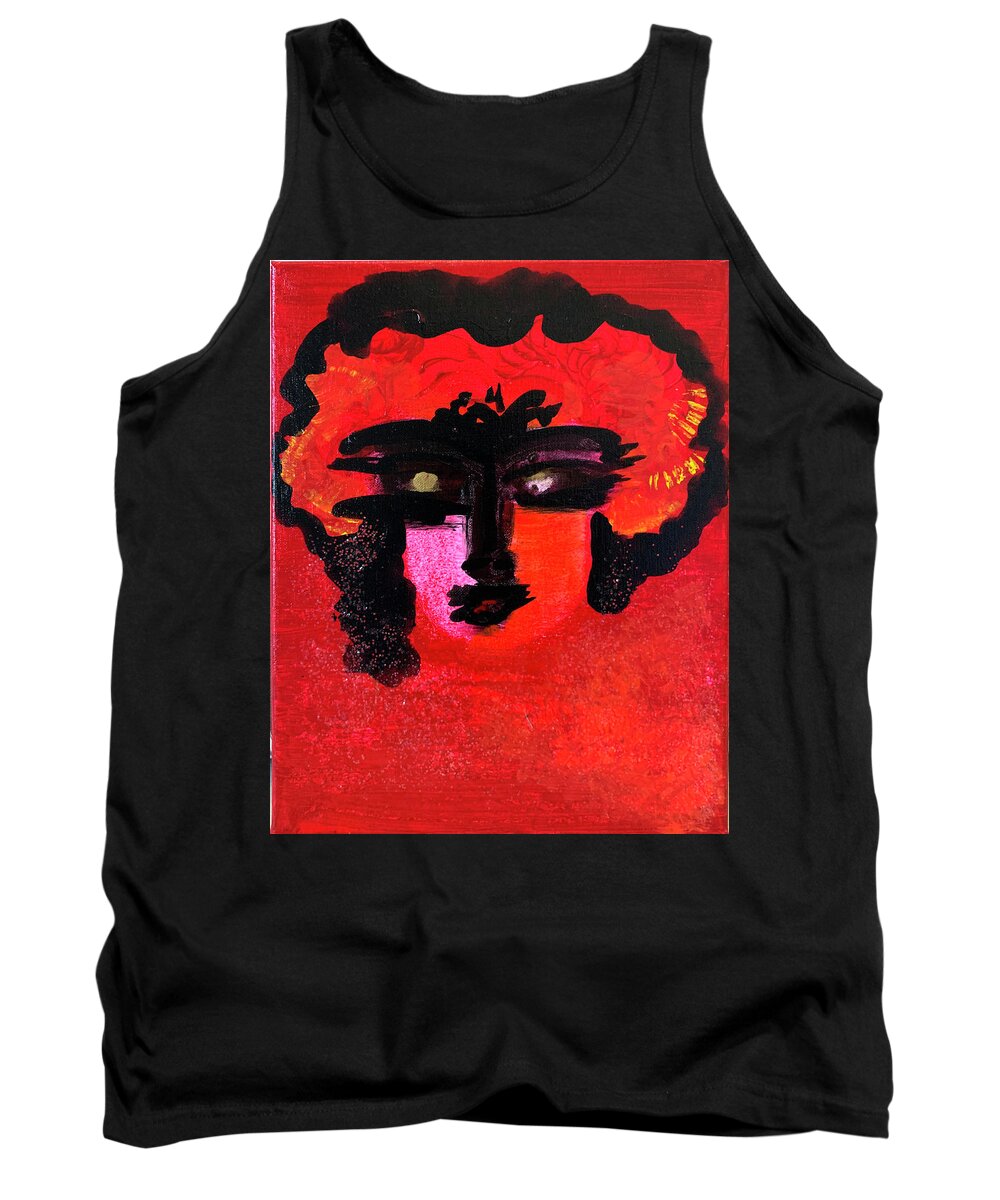 Red Tank Top featuring the painting Carnivale by Leslie Porter