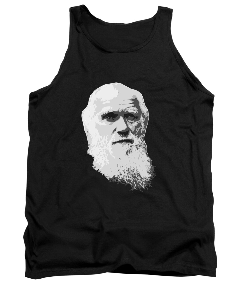 Charles Tank Top featuring the digital art Charles Darwin Black and White by Filip Schpindel