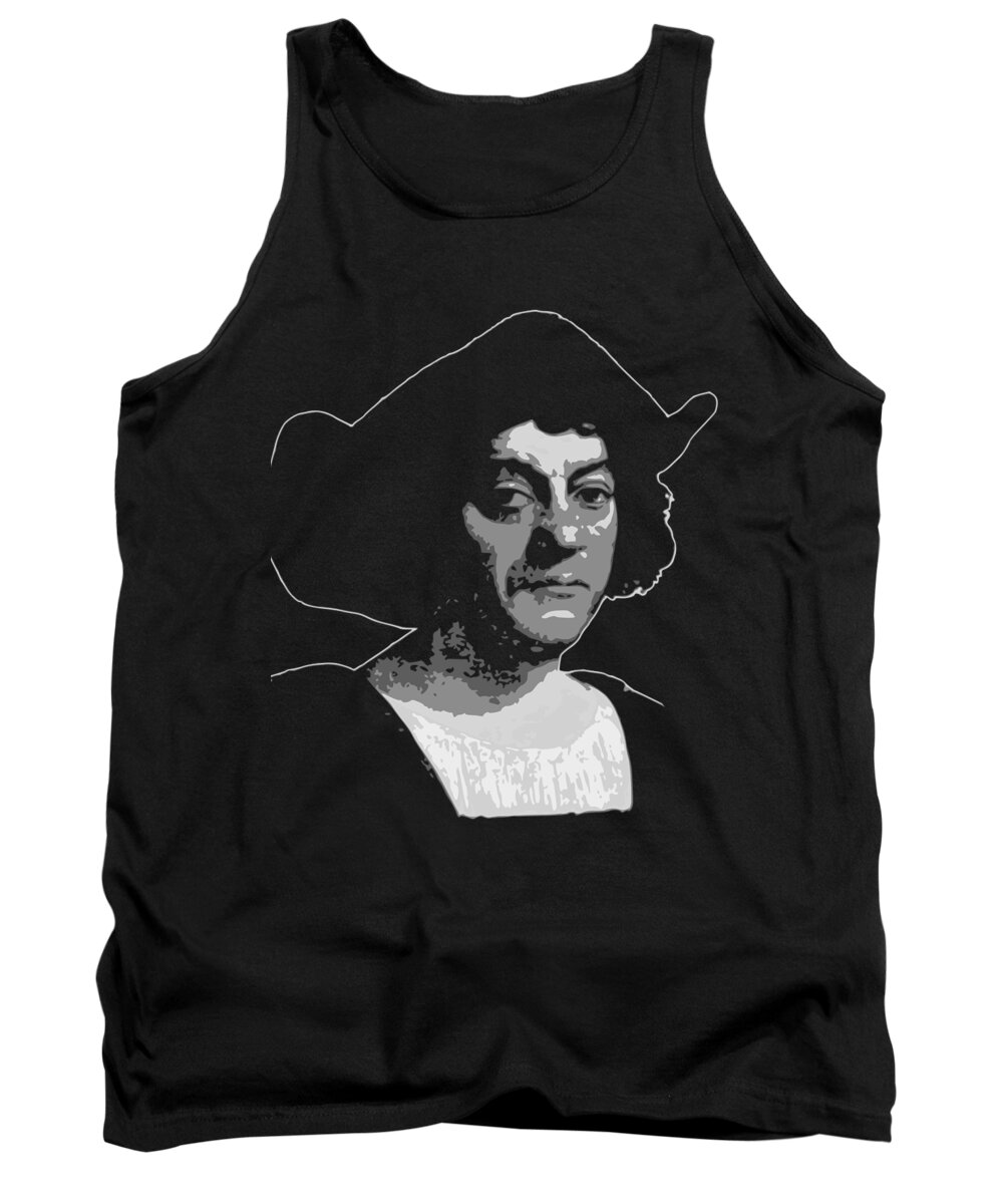 Christopher Tank Top featuring the digital art Christopher Columbus Black and White by Filip Schpindel