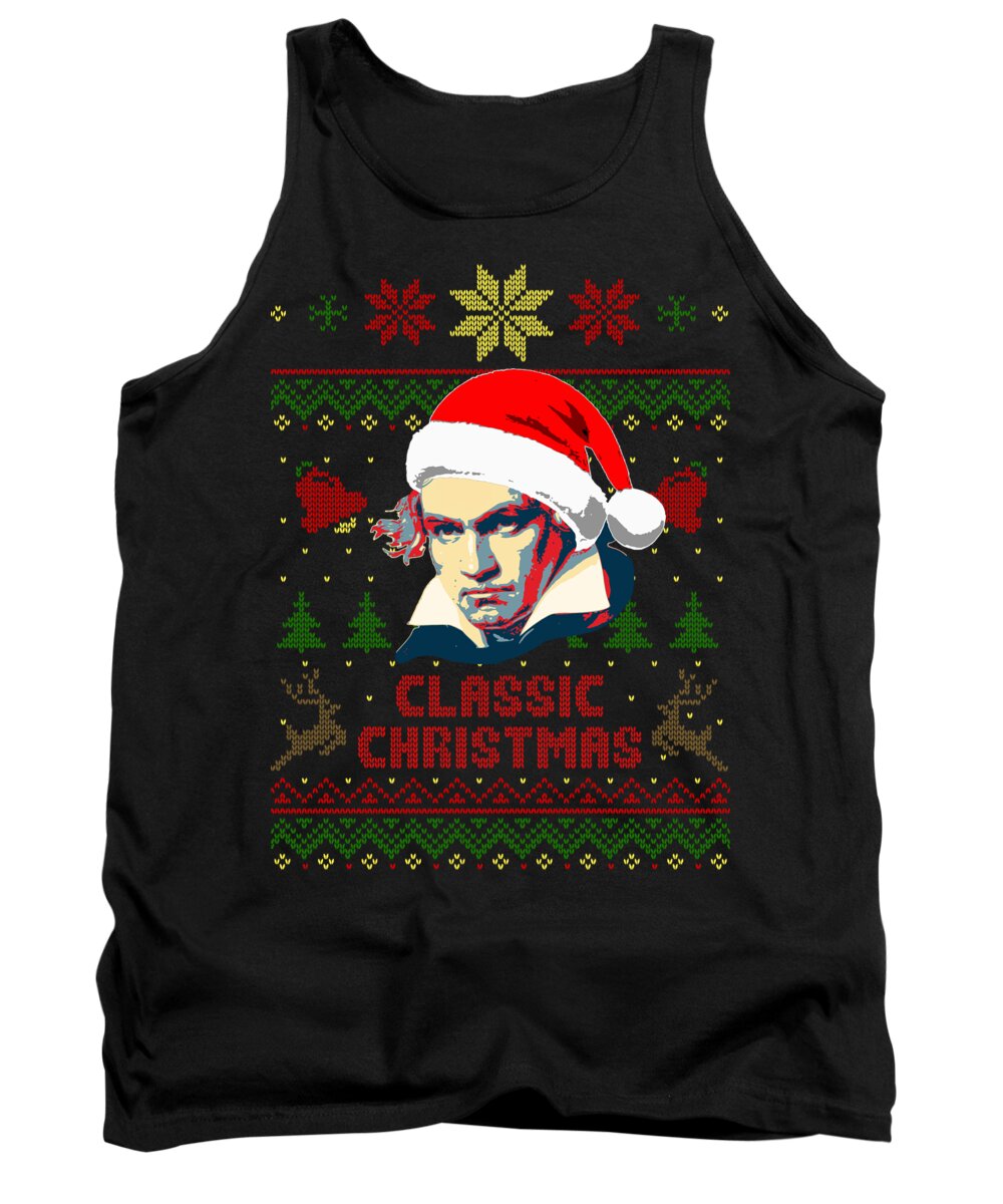 Santa Tank Top featuring the digital art Classic Christmas Beethoven by Filip Schpindel