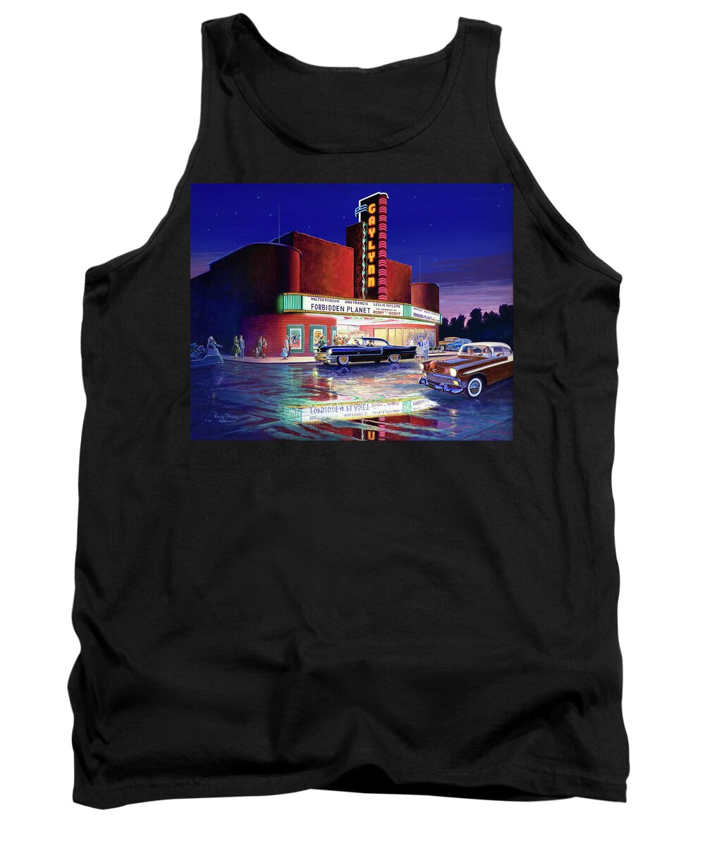 Gaylynn Tank Top featuring the painting Classic Debut - The Gaylynn Theatre by Randy Welborn