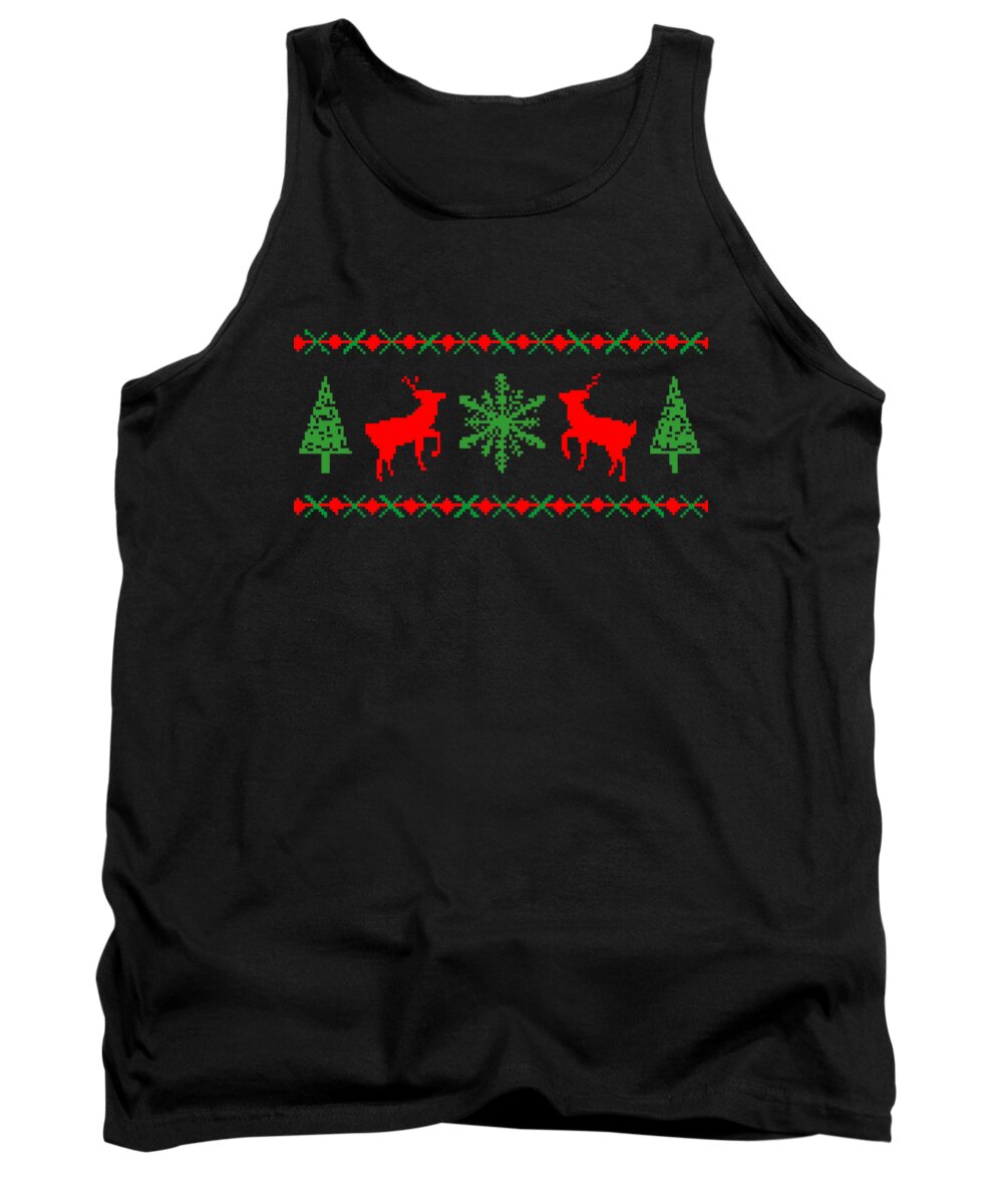 Christmas 2023 Tank Top featuring the digital art Classic Ugly Christmas Sweater by Flippin Sweet Gear