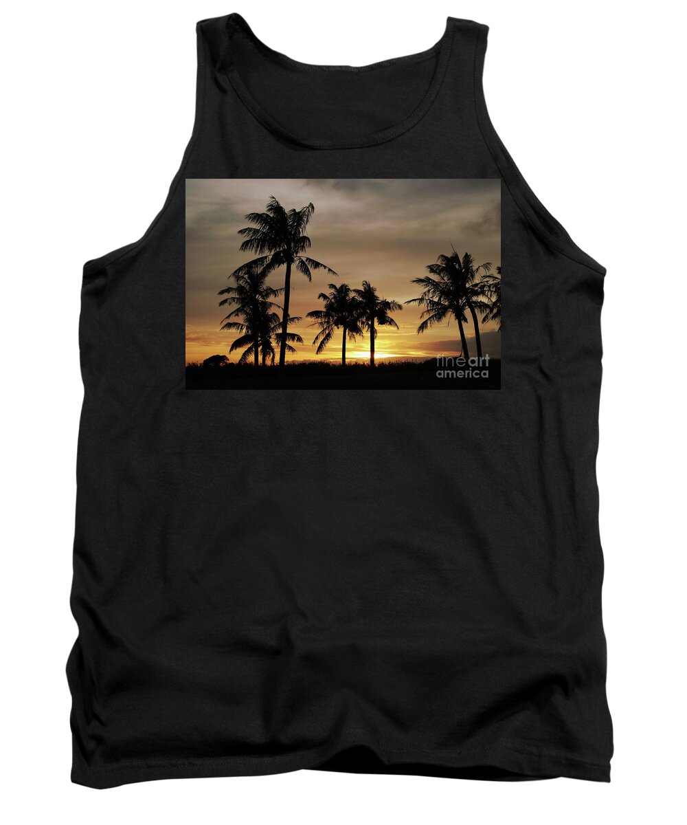 Coconut Tank Top featuring the photograph Coconut trees at sunset by On da Raks