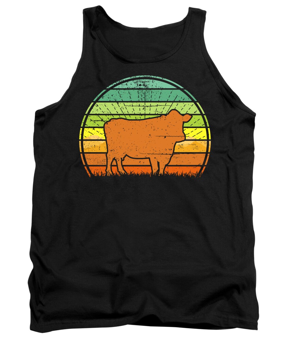 Cow Tank Top featuring the digital art Cow Mountain Sunset by Filip Schpindel